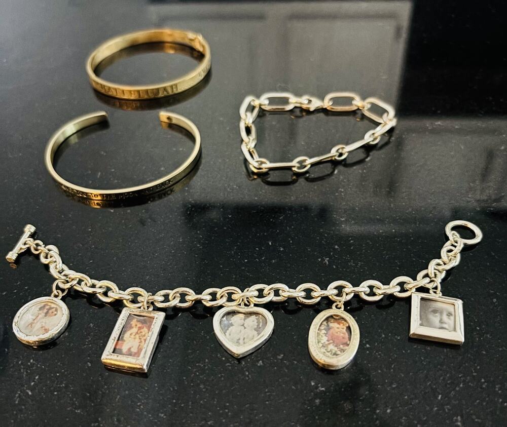 Photo Frame Charm Bracelet + 3 Silver Tone Bracelets Lot EUC Premier Designs